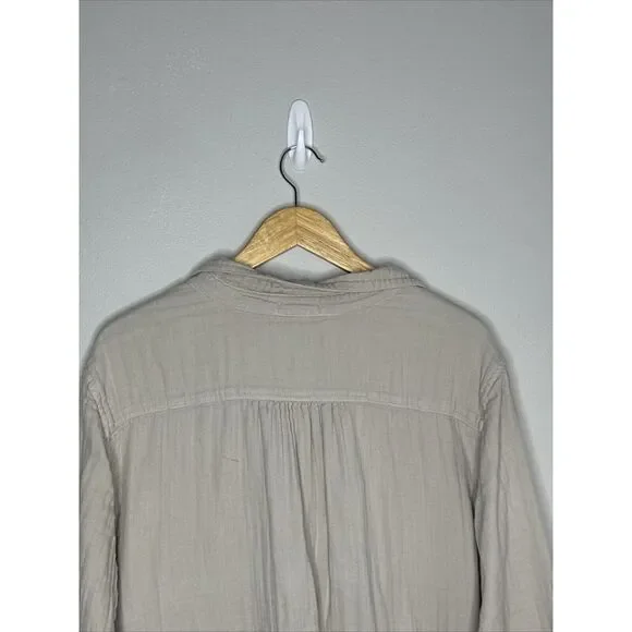 WOMENS CP SHADES BEIGE 100% COTTON GAUZE LARA MIDI SHIRT DRESS TUNIC XL POCKETS
